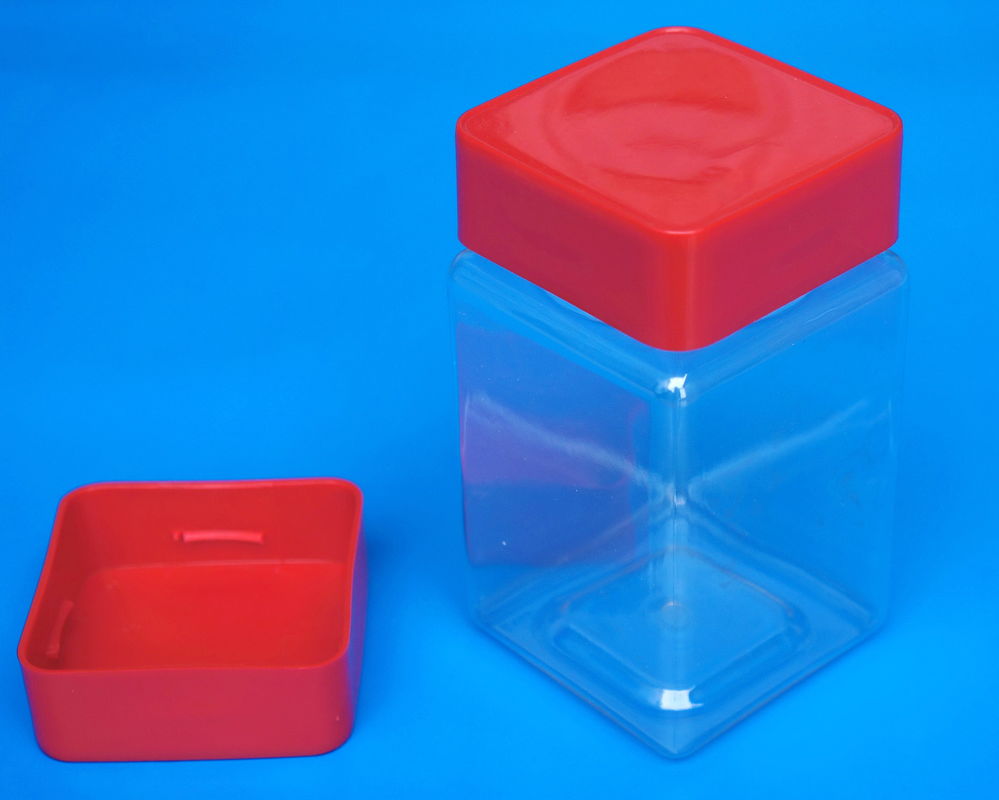Small Capacity Airtight Cookie Jar , Reusable Square Plastic Jars With Lid